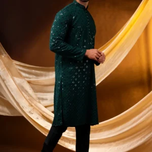 Kurta Pyjama Set every Occasion Bottle Green Color