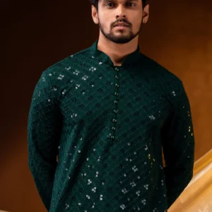 Kurta Pyjama Set every Occasion Bottle Green Color