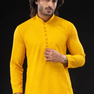 Kurta Pyjama Set Casual Wear And Wedding Dress Yellow Color