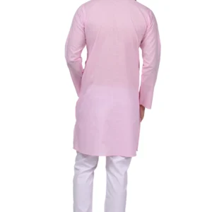 HAMSAFAR Men’s Baby Pink Addhi Kurta Pyjama Set