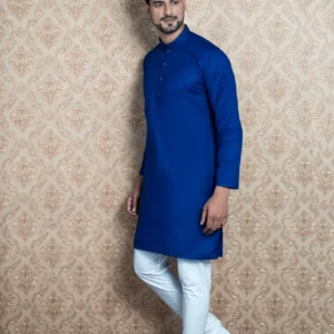 HAMSAFAR Men’s Royal Blue Addhi Kurta Pyjama Set