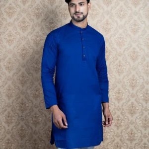 HAMSAFAR Men’s Royal Blue Addhi Kurta Pyjama Set