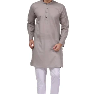 HAMSAFAR Men’s Grey Addhi Kurta Pyjama Set