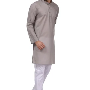 HAMSAFAR Men’s Grey Addhi Kurta Pyjama Set