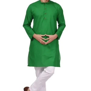 HAMSAFAR Men’s Green Addhi Kurta Pyjama Set