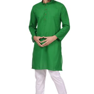 HAMSAFAR Men’s Green Addhi Kurta Pyjama Set