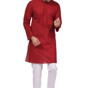 HAMSAFAR Men’s Maroon Addhi Kurta Pyjama Set