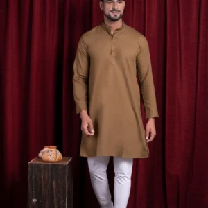 HAMSAFAR Men’s Brown Addhi Kurta Pyjama Set